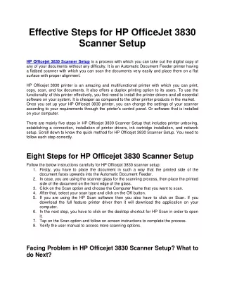 Effective Steps for HP OfficeJet 3830 Scanner Setup