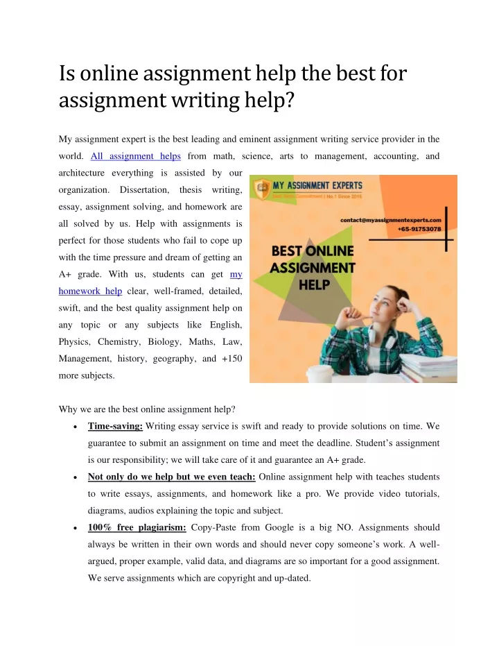is online assignment help the best for assignment