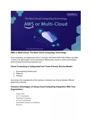 AWS is leading, but Multi-Cloud will be the future - CodeStore Technologies