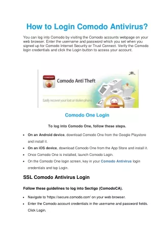 Comodo Login | Get Illustrative Antivirus Instructions