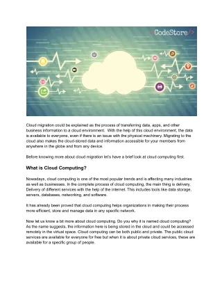 Knowing More About Cloud Migration Services and Integrated Solutions - CodeStore