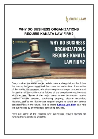 Why do business organizations require kanata law firm?