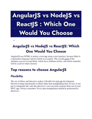 angularjs vs nodejs vs reactjs which one would