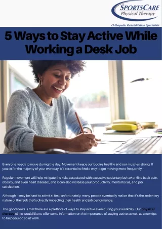 5 Ways to Stay Active While Working a Desk Job