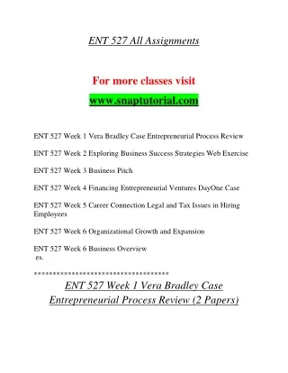 ENT 527 Enthusiastic Teaching / snaptutorial.com