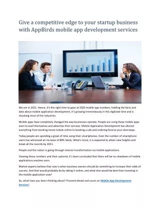 startup your business with AppBirds mobile app development services