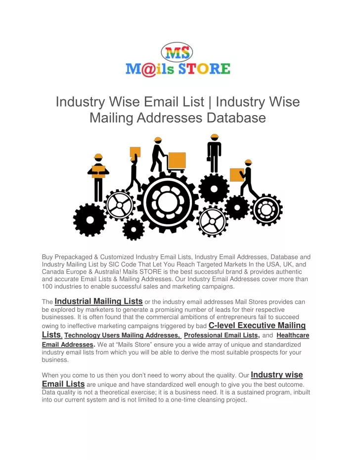 industry wise email list industry wise mailing