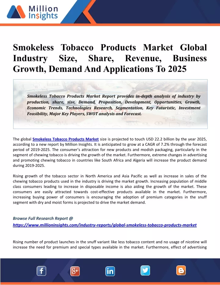 smokeless tobacco products market global industry