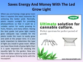 Saves Energy And Money With The Led Grow Light
