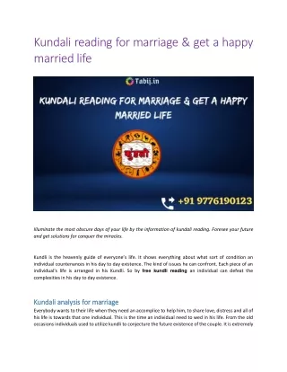 Kundali reading for marriage & get a happy married life