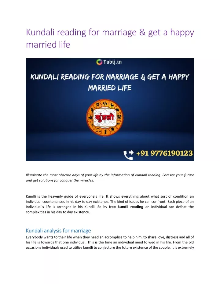 kundali reading for marriage get a happy married