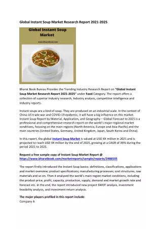 global instant soup market research report 2021