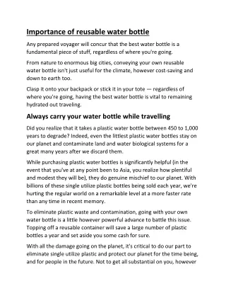 Importance of reusable water bottle
