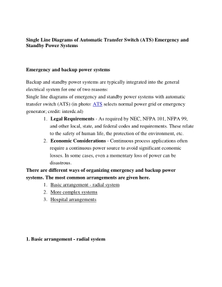 Single Line Diagrams of Automatic Transfer Switch