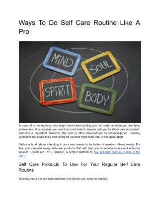 Ways To Do Self Care Like A Pro