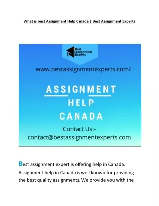 What is best Assignment Help Canada | Best Assignment Experts