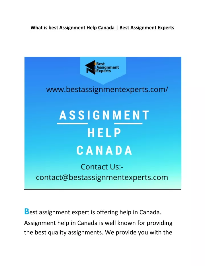 what is best assignment help canada best