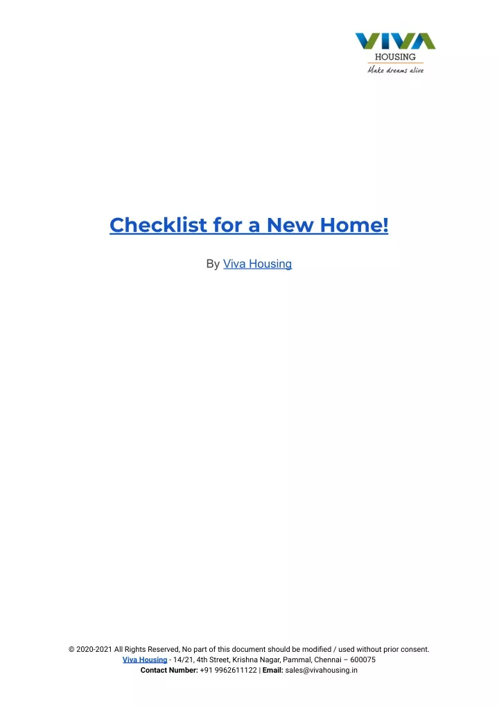 new home presentation checklist