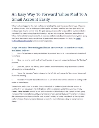 An Easy Way To Forward Yahoo Mail To A Gmail Account Easily