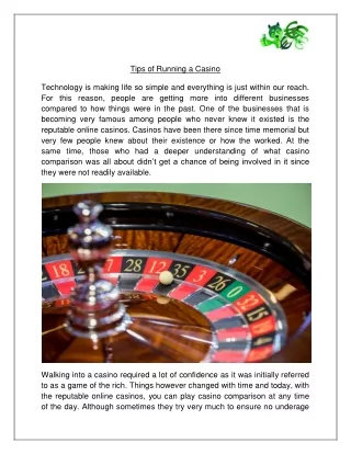 Tips of Running a Casino