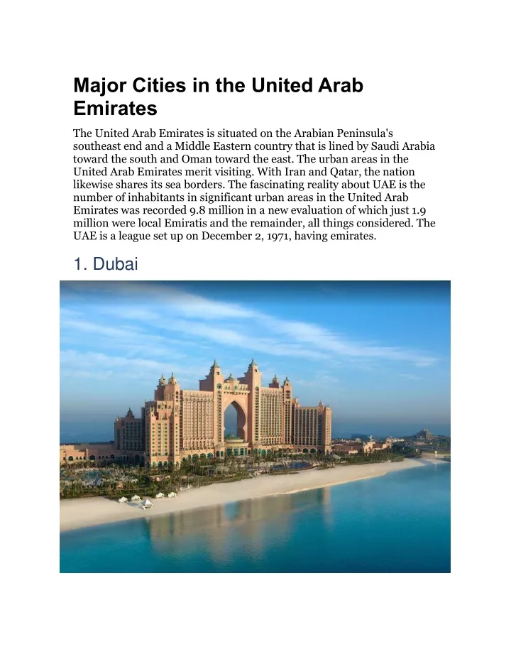 major cities in the united arab emirates