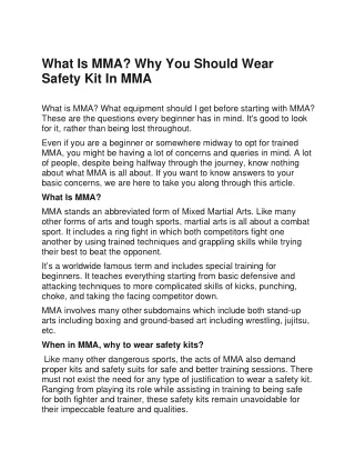 What Is MMA Why You Should Wear Safety Kit In MMA