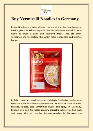 Buy Vermicelli noodles in Germany | Fnbbasket