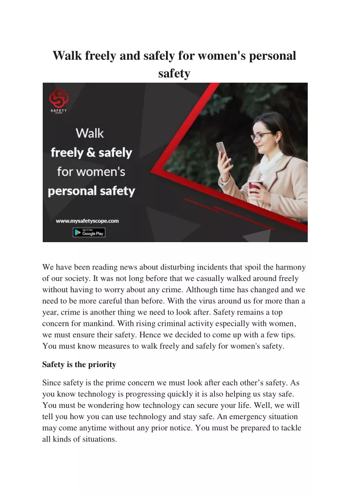 walk freely and safely for women s personal safety