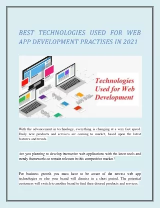 Best Technologies to Be Used for Web Development Practises in 2021