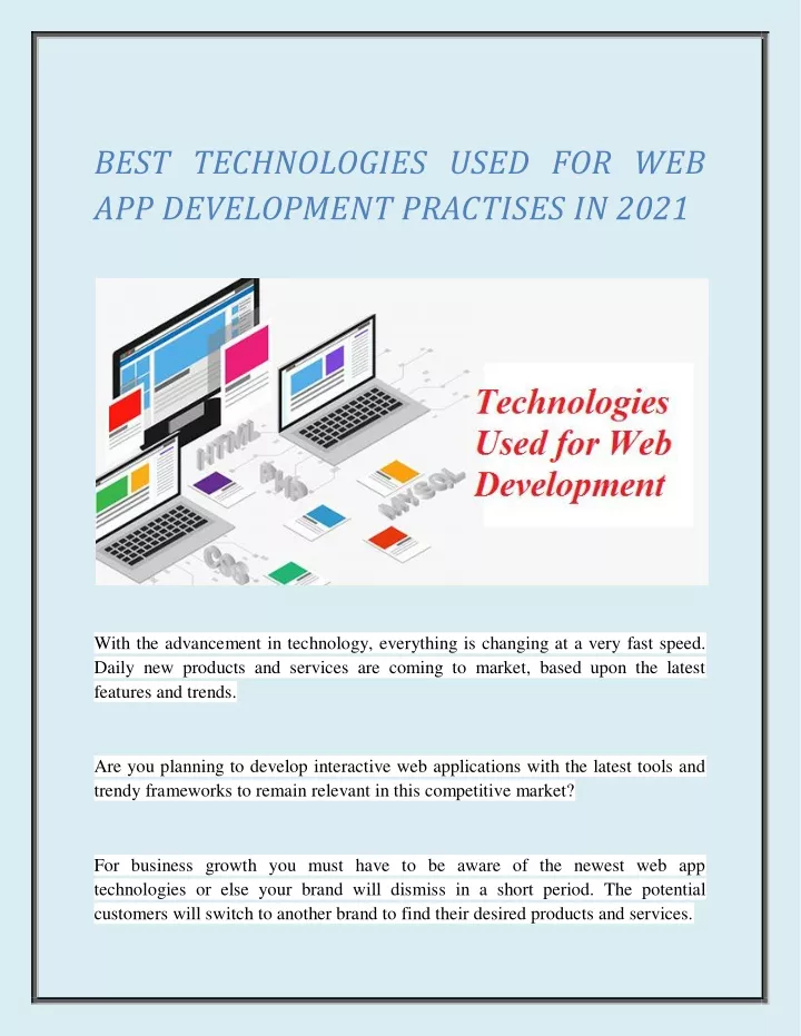 best technologies used for web app development