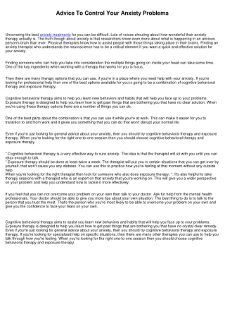 advice to control your anxiety problems