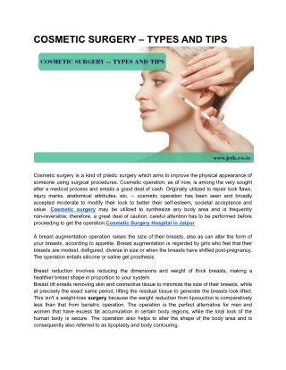 cosmetic surgery types and tips