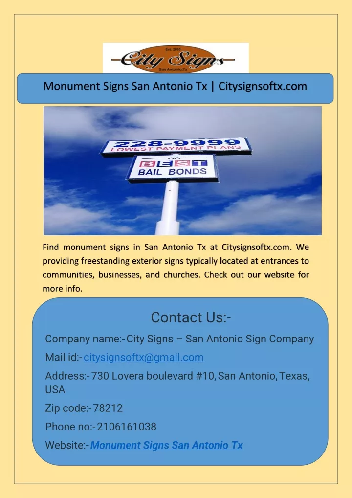 monument signs san antonio tx citysignsoftx com