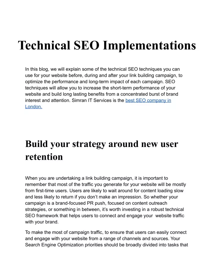 technical seo implementations