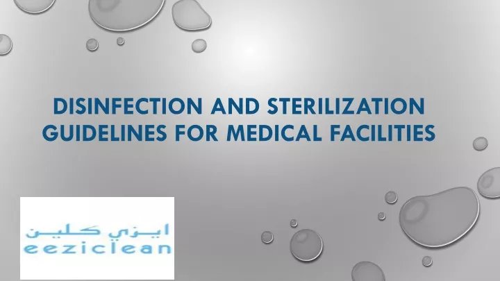 disinfection and sterilization guidelines for medical f acilities