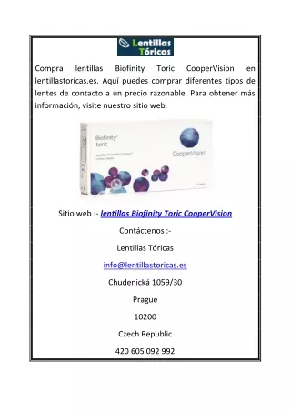 Lentillas Biofinity Toric CooperVision | lentillastoricas.es
