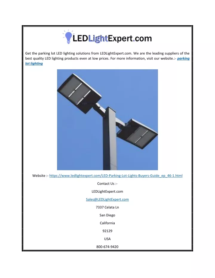 get the parking lot led lighting solutions from