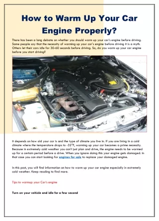how to warm up your car engine properly