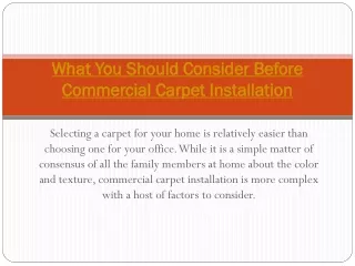 What You Should Consider Before Commercial Carpet Installation