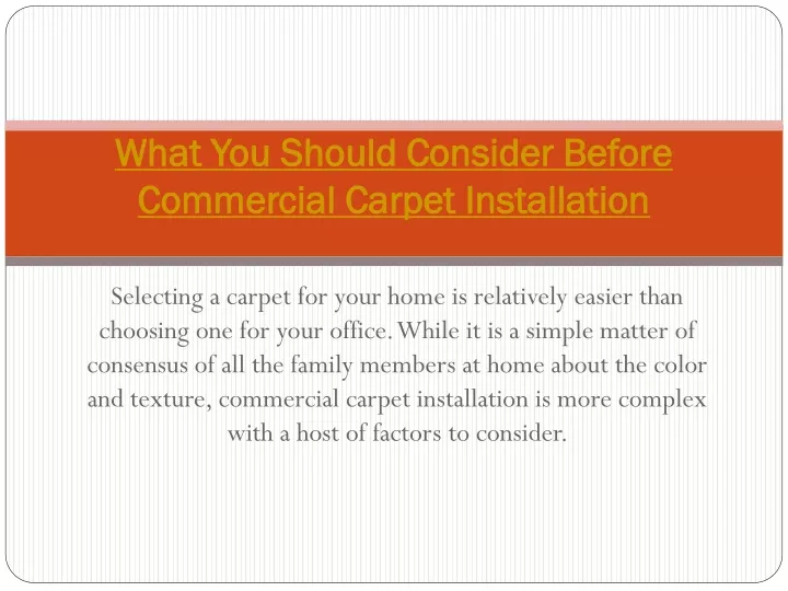 what you should consider before commercial carpet installation