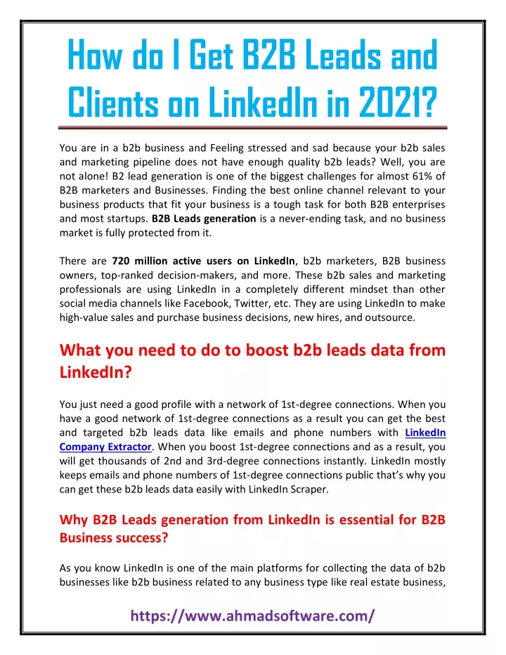 how do i get b2b leads and clients on linkedin