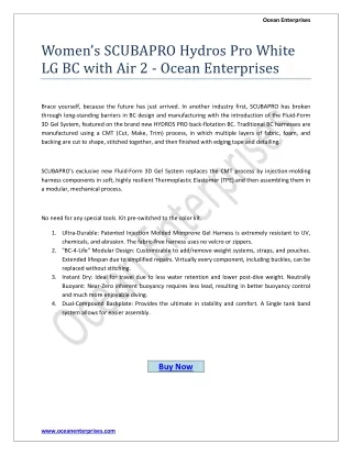 Womens SCUBAPRO Hydros Pro White LG BC with Air 2 - Ocean Enterprises
