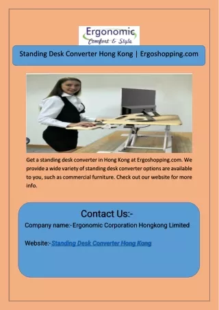 Standing Desk Converter Hong Kong  Ergoshopping.com