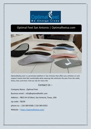 Optimal Feet San Antonio | Optimalfeetsa.com