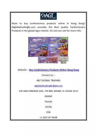 Buy Confectionery Products Online Hong Kong | Atglobaltradingllc.com