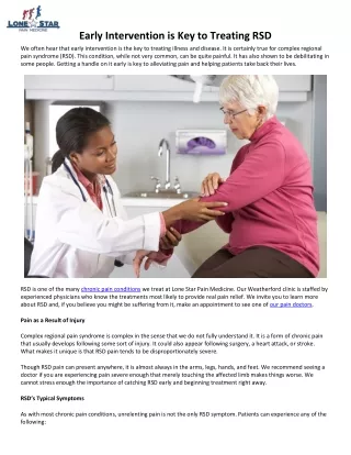 early intervention is key to treating rsd