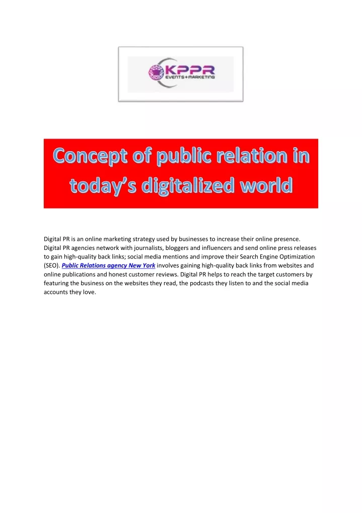 digital pr is an online marketing strategy used