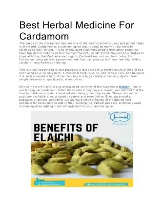 Best Herbal Medicine For Cardamom
