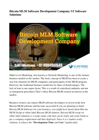 Bitcoin mlm software development company - VI Software Solutions