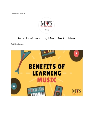 Benefits of Learning Music for Children